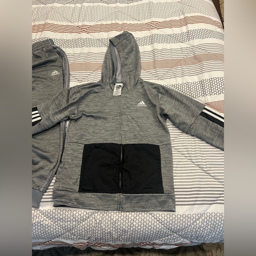 Adidas Kids Gray and Black Hoodie